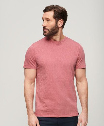 Men's Crew Neck Slub Short Sleeved T-shirt Pink / Mesa Rose Pink - Size: L - Superdry - Modalova
