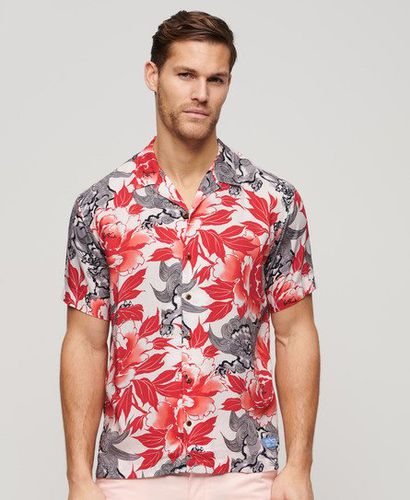 Men's Hawaiian Resort Shirt Red / Karashishi Red - Size: L - Superdry - Modalova