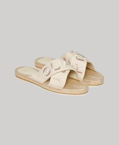 Women's Espadrille Cross Strap Sliders Beige / Natural - Size: 4 - Superdry - Modalova