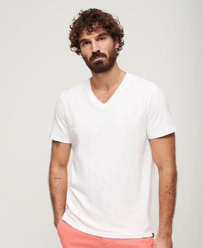 Men's V-Neck Slub Short Sleeve T-Shirt White / Optic - Size: L - Superdry - Modalova