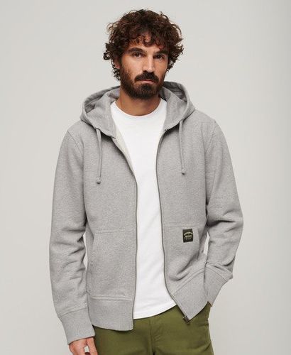 Men's Contrast Stitch Relaxed Zip Hoodie Grey / Washed College Grey Marl - Size: L - Superdry - Modalova