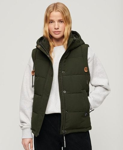 Women's Everest Hooded Puffer Gilet Green / Abyss Khaki - Size: 10 - Superdry - Modalova