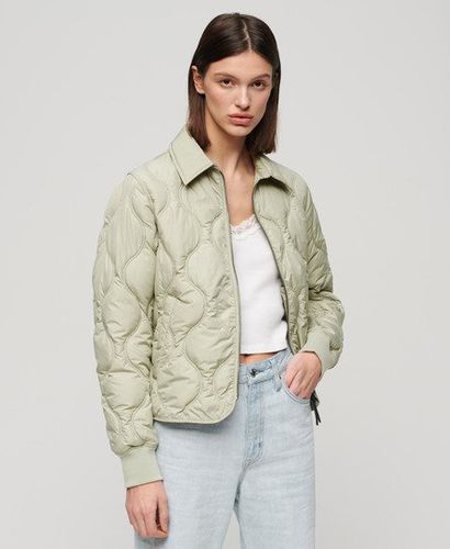 Ladies Lightweight Quilted Studios Cropped Liner Jacket, Green, Size: 10 - Superdry - Modalova