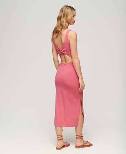 Women's Jersey Twist Back Midi Dress Pink / Desert Rose Pink - Size: 12 - Superdry - Modalova