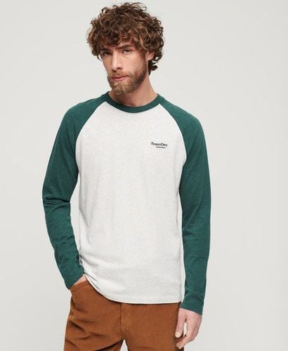 Men's Essential Baseball Long Sleeve Top Green / Glacier Grey Marl/Buck Green Marl - Size: L - Superdry - Modalova