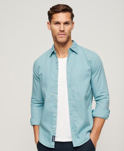 Men's Overdyed Organic Cotton Long Sleeve Shirt / Sky Blue - Size: L - Superdry - Modalova