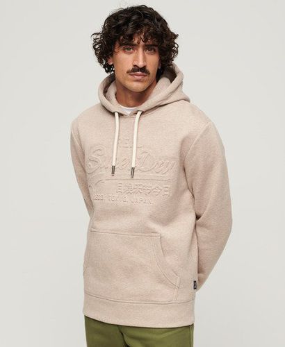 Men's Embossed Vintage Logo Hoodie Brown / Pastel Beige Marl - Size: M - Superdry - Modalova