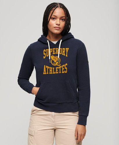 Women's Varsity Flocked Graphic Hoodie Navy / Darkest Navy - Size: 14 - Superdry - Modalova