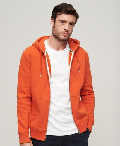 Men's Essential Logo Zip Hoodie Orange / Denim Co Rust Orange - Size: XL - Superdry - Modalova