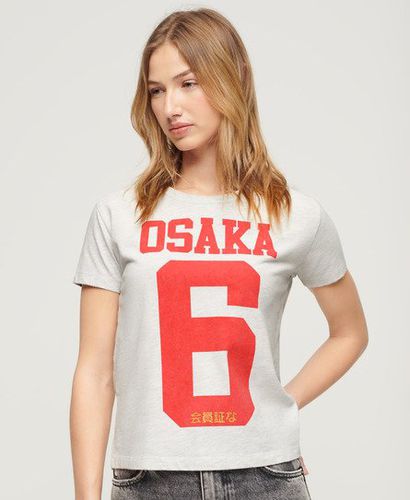 Women's Osaka Graphic Fitted T-Shirt Light Grey / Ice Marl - Size: 6 - Superdry - Modalova