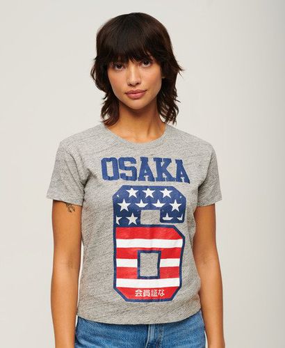 Women's Osaka 6 Flag 90s T-Shirt Grey / Athletic Grey Marl - Size: 14 - Superdry - Modalova