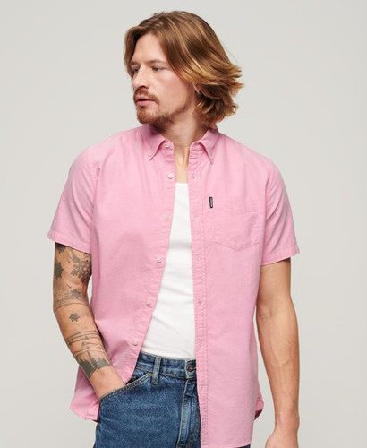 Men's Oxford Short Sleeve Shirt Pink / Bright Pink - Size: L - Superdry - Modalova