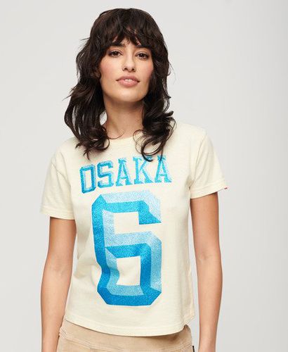 Women's Osaka 6 Embellished 90s T-Shirt Cream / Rice White - Size: 10 - Superdry - Modalova