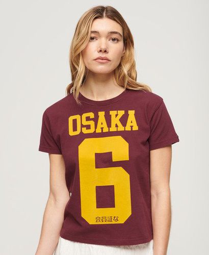 Women's Osaka 6 T-Shirt mit Flockdruck im 90er-Jahre-Stil - Größe: 36 - Superdry - Modalova