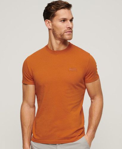 Men's Organic Cotton Essential Logo Embroidered T-Shirt Orange / Mojave Orange - Size: S - Superdry - Modalova