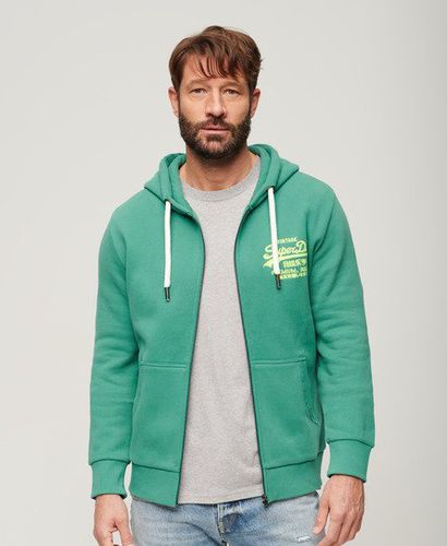 Men's Neon Vintage Logo Zip Hoodie Green / Galvanised Green - Size: L - Superdry - Modalova