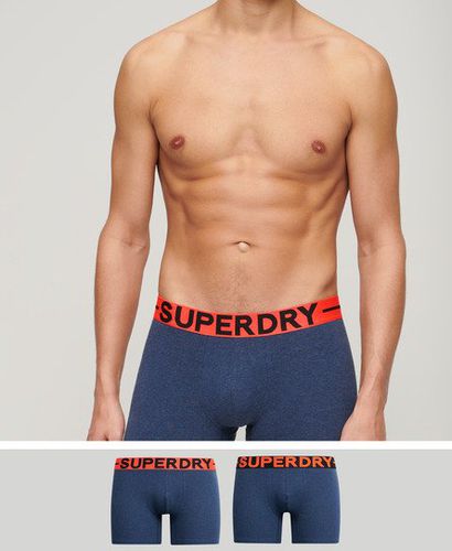 Men's Organic Cotton Boxer Double Pack Dark Blue / Dark Indigo Blue Marl - Size: S - Superdry - Modalova