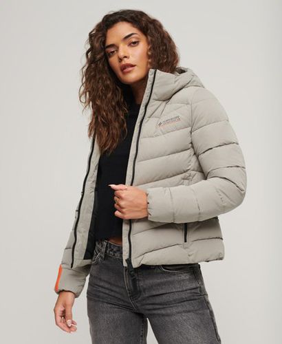 Women's Hooded Microfibre Padded Jacket / Winter Stone - Size: 14 - Superdry - Modalova