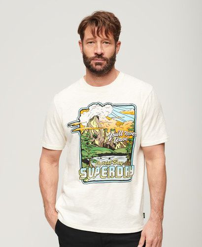 Men's Neon Travel Graphic Loose T-Shirt / Off Slub - Size: L - Superdry - Modalova