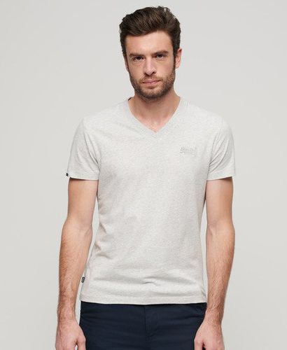 Men's Organic Cotton Essential Logo V Neck T-Shirt Light Grey / Glacier Grey Marl - Size: S - Superdry - Modalova