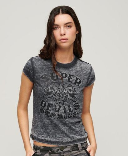 Women's Retro Rocker Short Sleeve T Shirt Black / Jet Black - Size: 8 - Superdry - Modalova