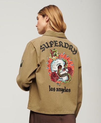 Women's Embellished Military Jacket / Khaki - Size: 8 - Superdry - Modalova