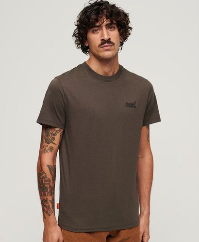 Men's Organic Cotton Essential Logo Embroidered T-Shirt Black / Vintage Black - Size: XL - Superdry - Modalova