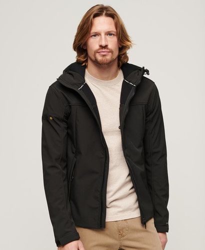 Mens Lightweight Embroidered Hooded Soft Shell Trekker Jacket, Black, Size: L - Superdry - Modalova