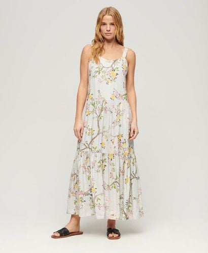 Women's Woven Tiered Maxi Dress Light Grey / Blossom Birds Grey - Size: 8 - Superdry - Modalova