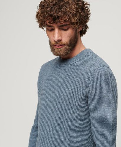 Men's Textured Crew Knitted Jumper Blue / Tidal Blue Heather - Size: M - Superdry - Modalova