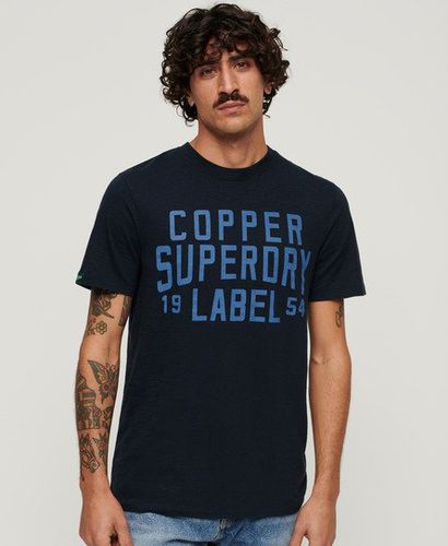 Men's Copper Label Workwear T-Shirt Navy / Eclipse Navy Slub - Size: S - Superdry - Modalova