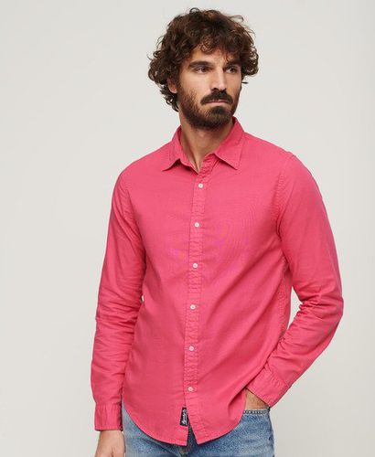 Men's Overdyed Organic Cotton Long Sleeve Shirt Pink / Punk Pink - Size: M - Superdry - Modalova