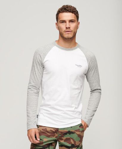 Men's Essential Baseball Long Sleeve Top White / Optic/Athletic Grey Marl - Size: L - Superdry - Modalova