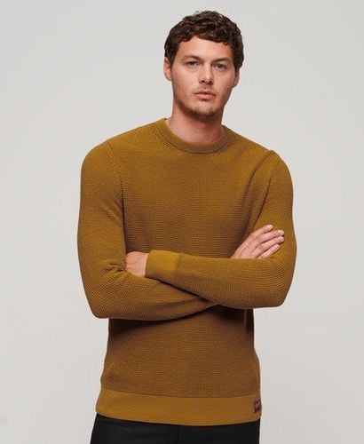 Men's Textured Crew Knitted Jumper Yellow / Washed Turmeric Tan - Size: L - Superdry - Modalova