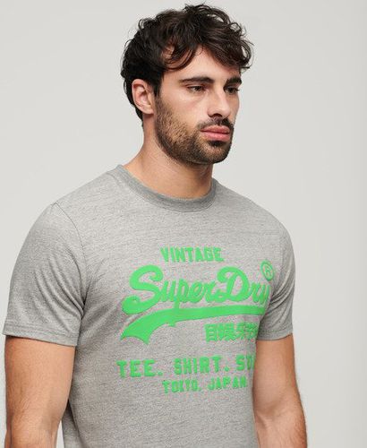 Men's Neon Vintage Logo T-Shirt Grey / Athletic Grey Marl - Size: M - Superdry - Modalova