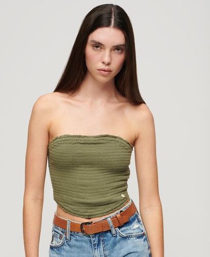 Women's Smocked Bandeau Top Khaki / Washed Khaki - Size: 10 - Superdry - Modalova