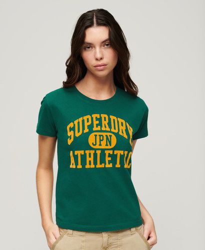 Damen Tailliertes, Beflocktes Varsity T-Shirt - Größe: 38 - Superdry - Modalova