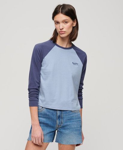 Ladies Classic Embroidered Essential Logo Long Sleeve Baseball Top, Blue, Size: 8 - Superdry - Modalova
