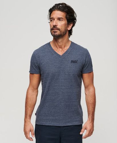 Men's Organic Cotton Essential Logo V Neck T-Shirt Navy / Navy Marl - Size: L - Superdry - Modalova