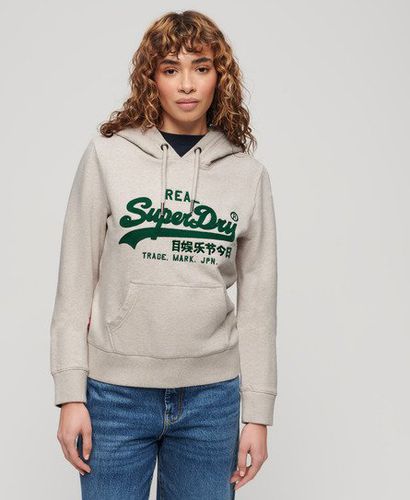 Women's Embroidered Vintage Logo Graphic Hoodie Cream / Oat Cream Marl - Size: 14 - Superdry - Modalova