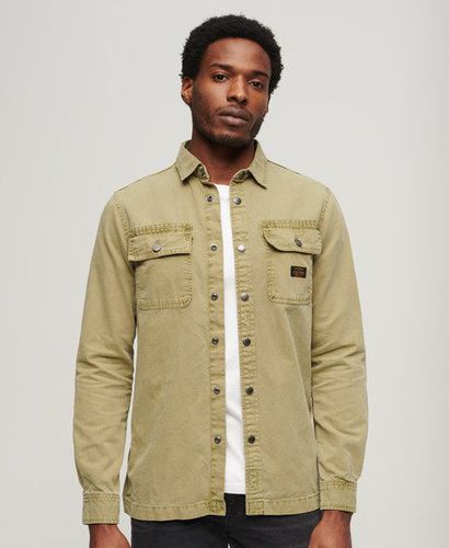 Men's Organic Cotton Canvas Workwear Overshirt Green / Fatigue Green - Size: M - Superdry - Modalova