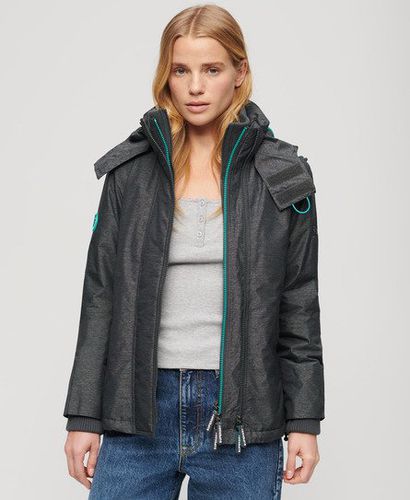 Women's Pop Zip Hooded Arctic SD-Windcheater Jacket Dark Grey / Mid Charcoal Marl/ Cool Green - Size: 10 - Superdry - Modalova