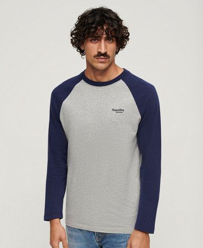 Men's Essential Baseball Long Sleeve Top Navy / Grey Marl/Rich Navy - Size: S - Superdry - Modalova