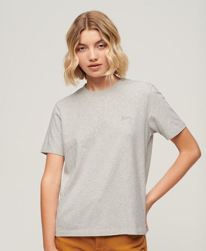 Women's Organic Cotton Vintage Logo Embroidered T-Shirt Light Grey / Glacier Grey Marl - Size: 10 - Superdry - Modalova