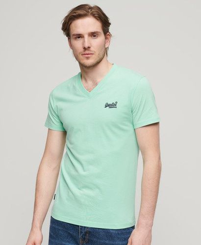 Men's Organic Cotton Essential Logo V Neck T-Shirt Green / Spearmint Light Green - Size: L - Superdry - Modalova