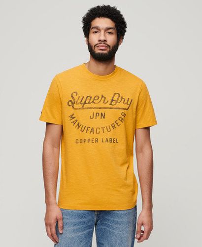 Men's Copper Label Script T-Shirt Yellow / Pigment Yellow Slub - Size: L - Superdry - Modalova