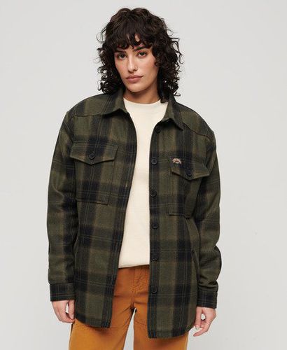 Women's Borg Check Overshirt / Roderick Check Olive - Size: 12 - Superdry - Modalova