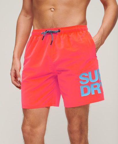 Men's Sportswear Logo 17-inch Recycled Swim Shorts Cream / Hyper Fire Coral - Size: L - Superdry - Modalova