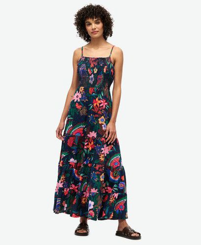 Women's Smocked Cami Maxi Dress Navy / Vera Floral Navy - Size: 14 - Superdry - Modalova
