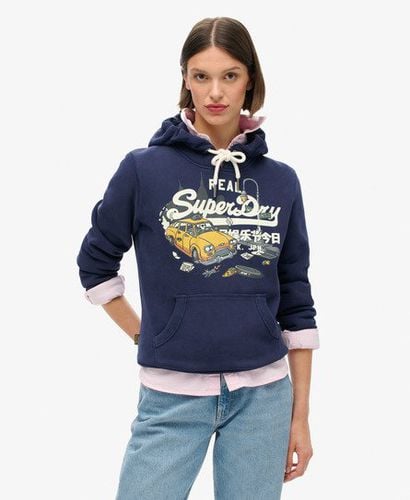 Women's New York Vintage Logo Graphic Hoodie Navy / Rich Navy - Size: 12 - Superdry - Modalova